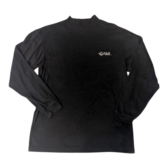 Vail Colorado Ski Resort Black Mock Turtleneck Base Layer LS T-Shirt Adult Large - Picture 1 of 4